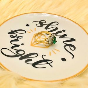 Vintage 14KT Emerald & White Diamond